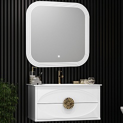 Opadiris Мебель для ванной Ибица 90 подвесная белая/золото – фотография-1